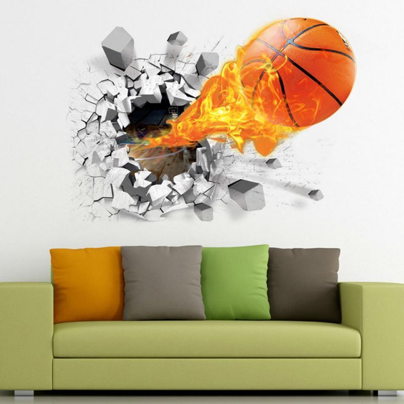 Moda 3d Baloncesto Etiqueta De La Pared Cartel Verde Pegatinas De Arte Habitaciones Para Niños Decoración Del Hogar Accesorios Decoración Extraíble Impermeable Pared Del Hogar Decoración De Bricolaje Baloncesto Etiqueta De La Pared