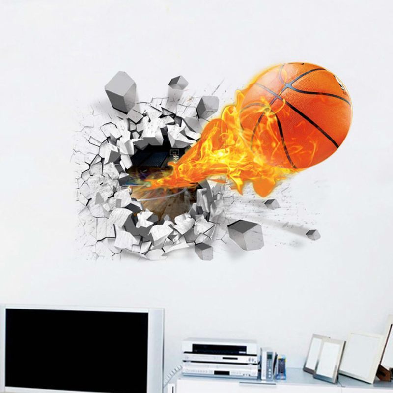 Moda 3d Baloncesto Etiqueta De La Pared Cartel Verde Pegatinas De Arte Habitaciones Para Niños Decoración Del Hogar Accesorios Decoración Extraíble Impermeable Pared Del Hogar Decoración De Bricolaje Baloncesto Etiqueta De La Pared