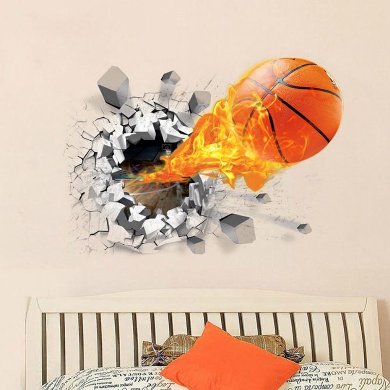 Moda 3d Baloncesto Etiqueta De La Pared Cartel Verde Pegatinas De Arte Habitaciones Para Niños Decoración Del Hogar Accesorios Decoración Extraíble Impermeable Pared Del Hogar Decoración De Bricolaje Baloncesto Etiqueta De La Pared