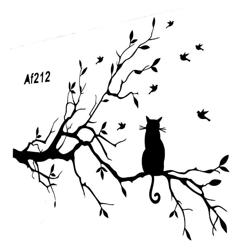 Moderno Gato Árbol Ramas Etiqueta De La Pared Sofá Restaurante Decoración De La Pared Pvc Extraíble