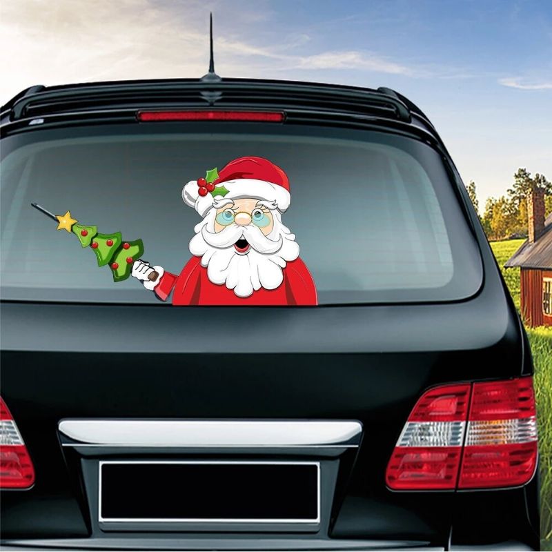 Navidad Coche Ventana Trasera Limpiaparabrisas Pegatina Desmontable Creativo Pvc Coche Decoración Pegatina Protección Uv