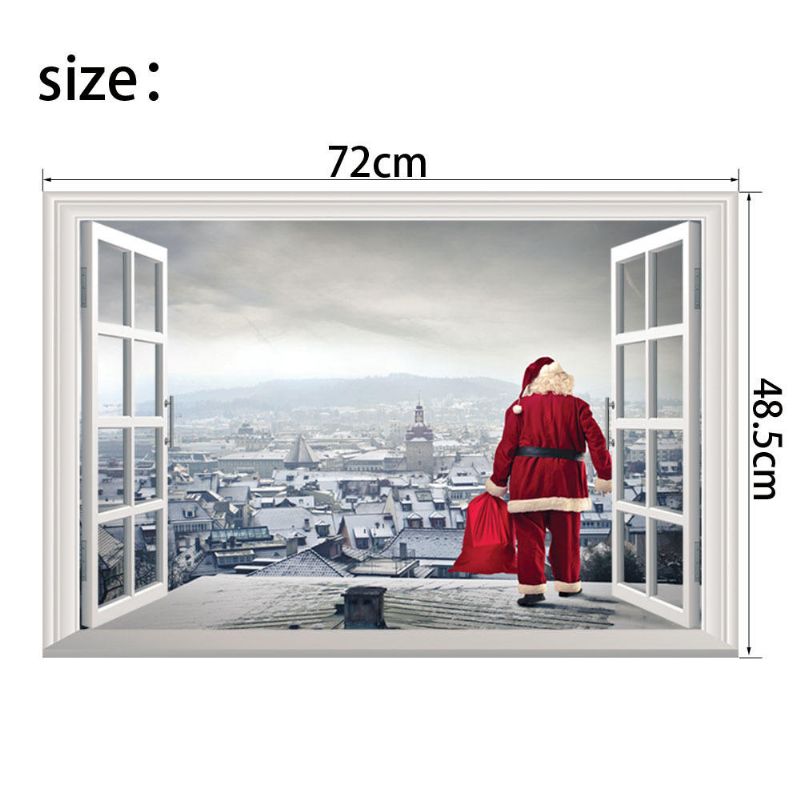 Navidad Nuevas Pegatinas De Pared Santa Claus Dando Regalos Pegatinas 3d Sala De Estar Dormitorio Decoración Papel Tapiz