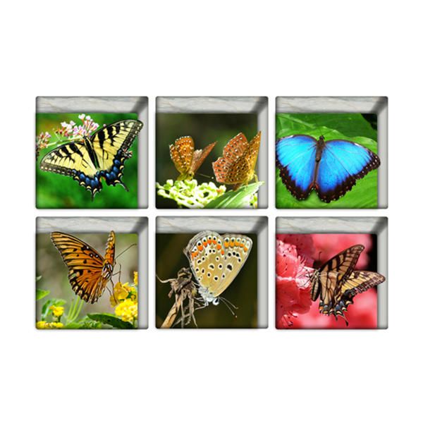 Pag 6pcs 13x13cm Patrón De Mariposa 3d Antideslizante Etiqueta De Bañera Impermeable