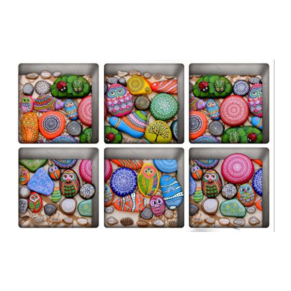 Pag 6pcs 13x13cm Patrón De Piedra De Dibujos Animados 3d Antideslizante Etiqueta De Bañera Impermeable