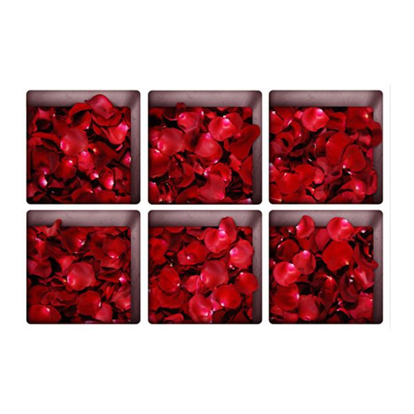 Pag 6pcs 13x13cm Rose Leaf Pattern 3d Antideslizante Impermeable Bañera Etiqueta