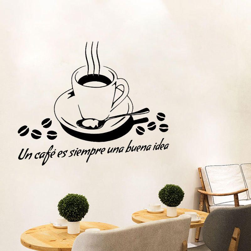 Pegatina De Pared Con Patrón De Café Calcomanías De Restaurante Para Sala De Estar Papel Tapiz Decoración Del Hogar Pegatinas De Café