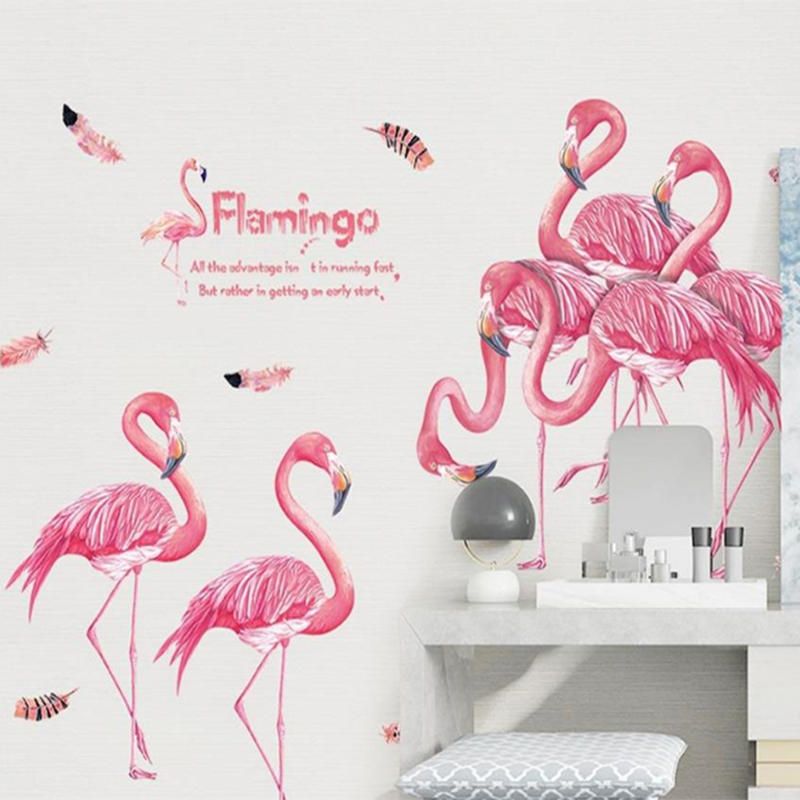 Pegatina De Pared De Flamenco Rosa Para Decoración Del Hogar Dormitorio Sala De Estar Estudio Niños Decoración De Oficina En Casa