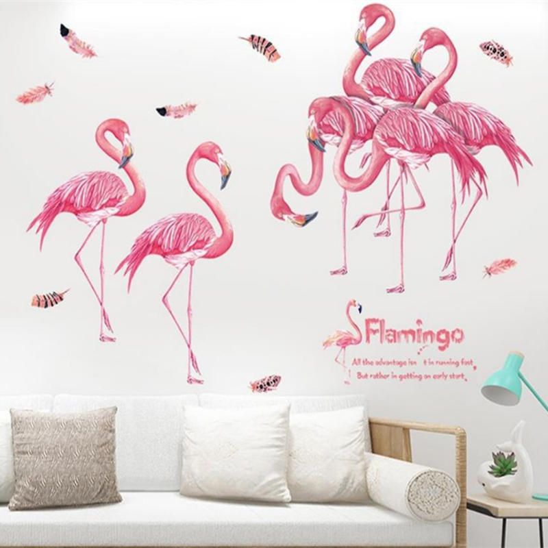 Pegatina De Pared De Flamenco Rosa Para Decoración Del Hogar Dormitorio Sala De Estar Estudio Niños Decoración De Oficina En Casa