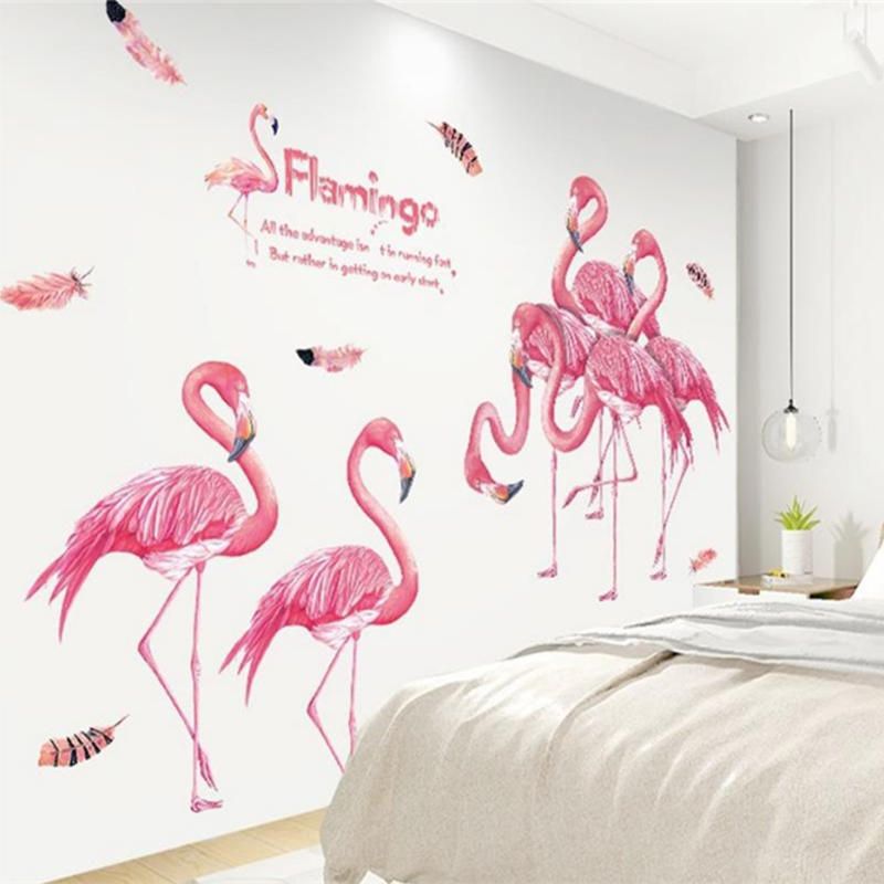 Pegatina De Pared De Flamenco Rosa Para Decoración Del Hogar Dormitorio Sala De Estar Estudio Niños Decoración De Oficina En Casa