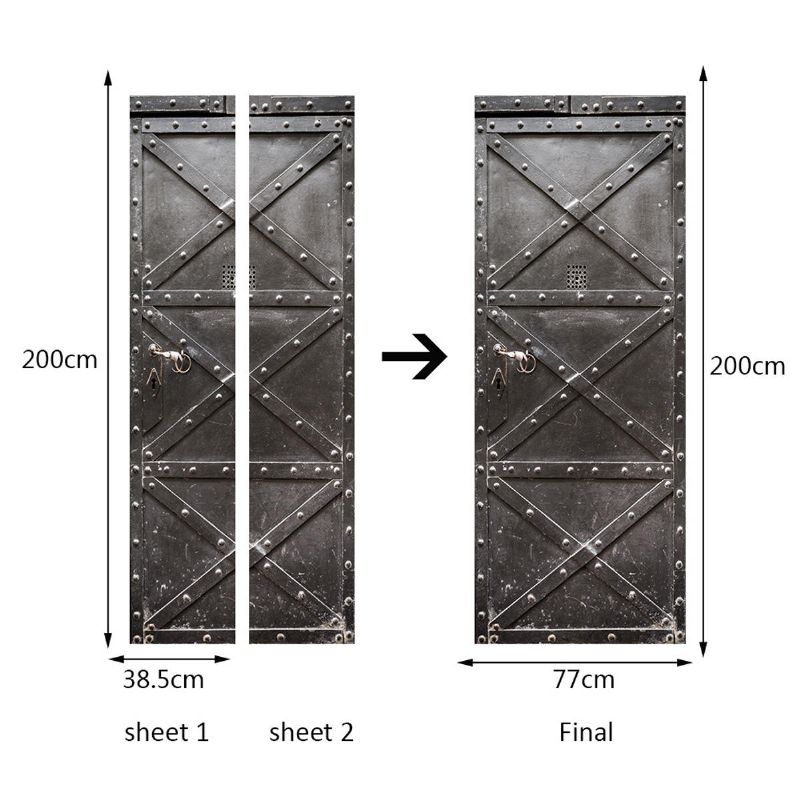 Pegatina De Puerta De Hierro Pvc Autoadhesivo Impermeable Puerta De Refrigerador Cubierta De Habitación Calcomanía De Papel Tapiz