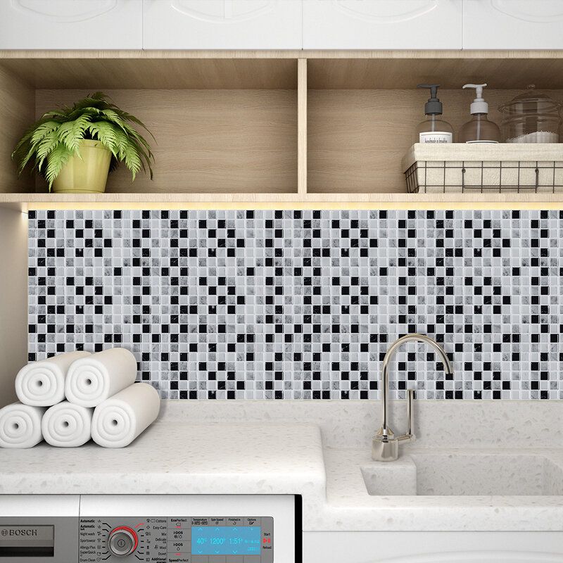 Pegatinas De Pared 3d Azulejos De Cocina Baño Cubierta Impermeable Autoadhesiva Extraíble Ladrillo De Imitación