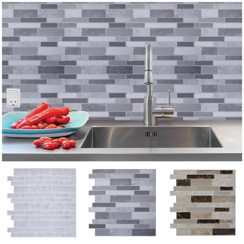 Pegatinas De Pared 3d Azulejos De Cocina Baño Etiqueta Autoadhesiva De La Cubierta 12x12 Pulgada