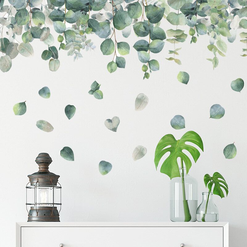 Pegatinas De Pared De Hojas Verdes Transparentes Extraíbles Diy Flor Para Dormitorio Cocina Niños Habitación Decoraciones Para Sala De Estar