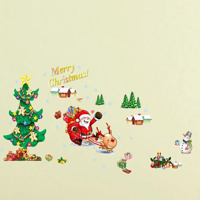 Pegatinas De Pared De Navidad Árbol De Navidad Ventana De Papá Noel Puede Quitar Pegatinas De Pared