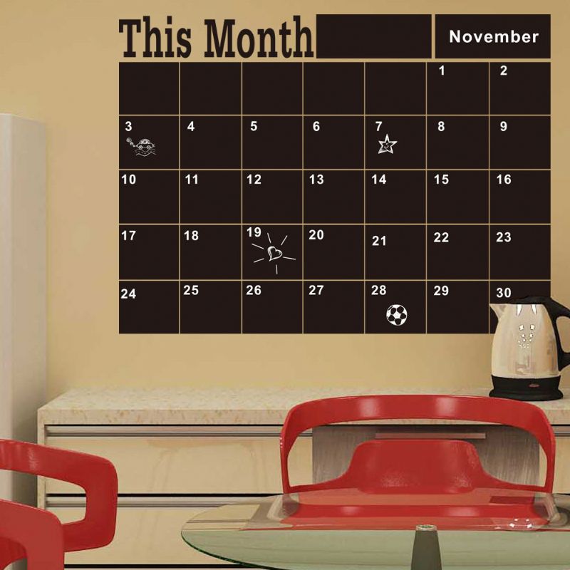 Pegatinas De Pared De Pizarra Este Mes Calendario Calendario Diy Calcomanía De Pared Decoración Para El Hogar