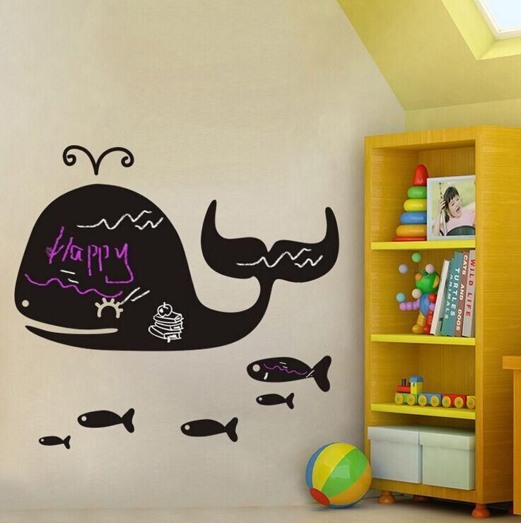 Pegatinas De Pizarra De Ballena De Dibujos Animados Diy Pegatinas De Pared Extraíbles Habitación De Niños Decoración Del Hogar De Guardería