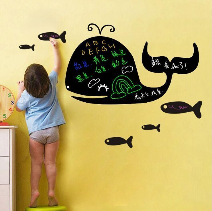 Pegatinas De Pizarra De Ballena De Dibujos Animados Diy Pegatinas De Pared Extraíbles Habitación De Niños Decoración Del Hogar De Guardería