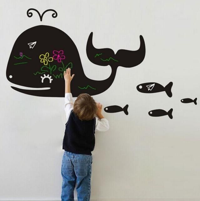 Pegatinas De Pizarra De Ballena De Dibujos Animados Diy Pegatinas De Pared Extraíbles Habitación De Niños Decoración Del Hogar De Guardería