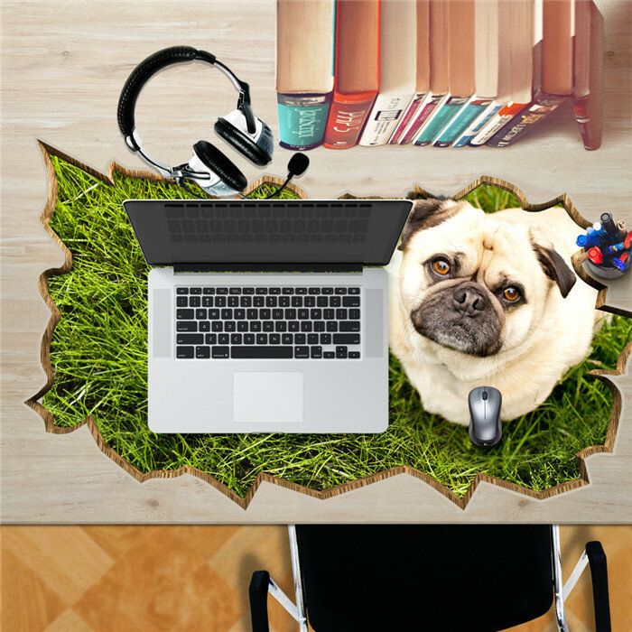 Perro Mascota Césped Pag Sticker 3d Adhesivo De Escritorio Pegatinas De Pared Hogar Pared Escritorio Decoración De Mesa Regalo