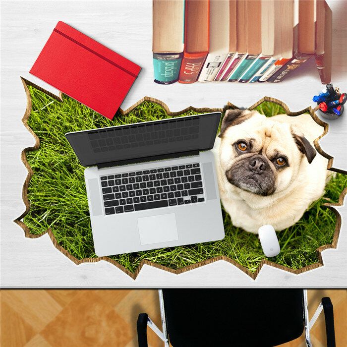 Perro Mascota Césped Pag Sticker 3d Adhesivo De Escritorio Pegatinas De Pared Hogar Pared Escritorio Decoración De Mesa Regalo