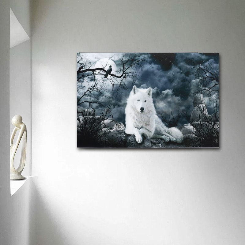 Pinturas De Pared De Lienzo De Piedra De Lobo Blanco Imágenes Sin Marco Arte Decoración Del Hogar