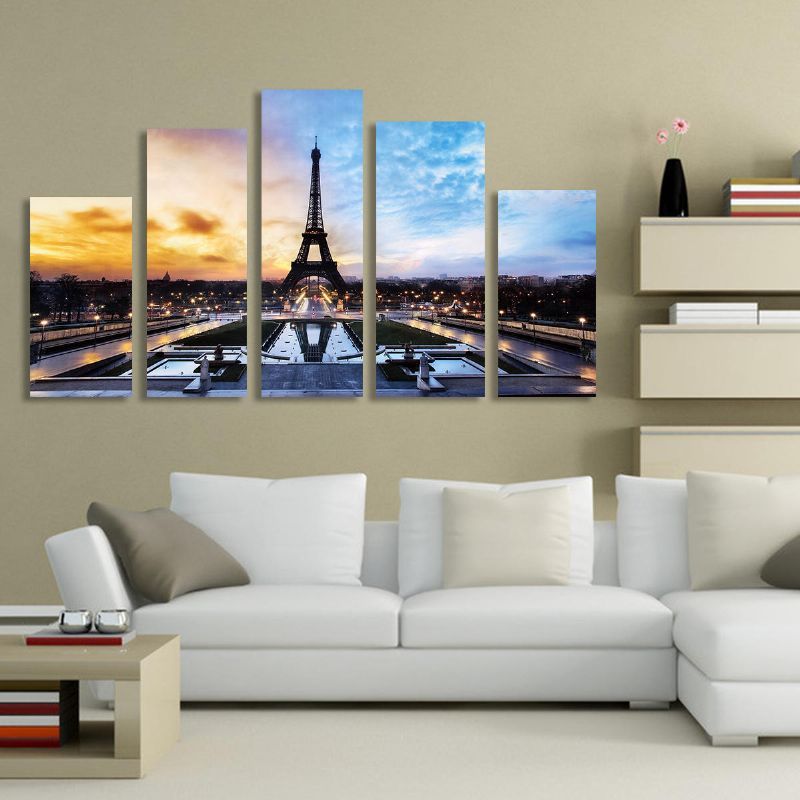 Pinturas De La Torre Eiffel De París Arte 5 Piezas Imagen Impresa Decoración De La Habitación Del Hogar Sin Marco