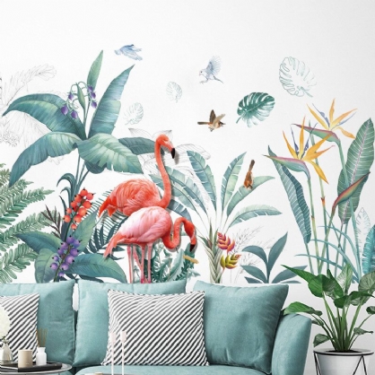 Plantas Tropicales Verdes Frescas Flores Estilo Nórdico Pegatinas De Pared Extraíbles Calcomanías Decoración Del Hogar Para Sala De Estar Dormitorio