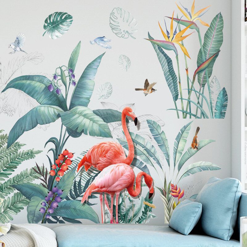 Plantas Tropicales Verdes Frescas Flores Estilo Nórdico Pegatinas De Pared Extraíbles Calcomanías Decoración Del Hogar Para Sala De Estar Dormitorio