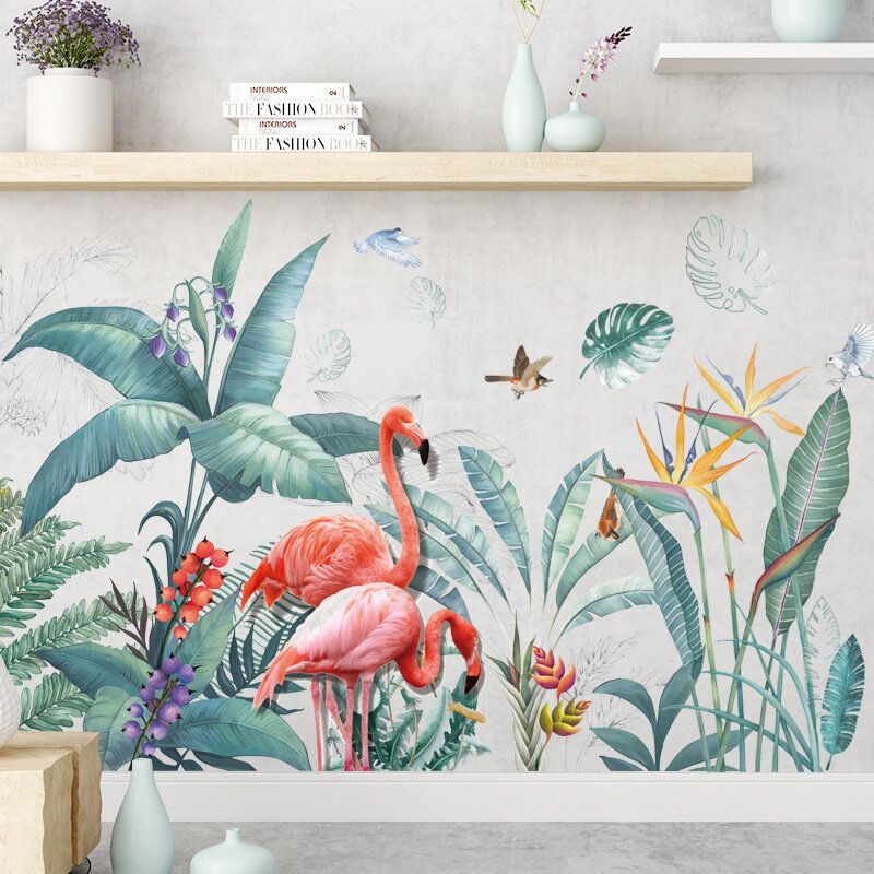 Plantas Tropicales Verdes Frescas Flores Estilo Nórdico Pegatinas De Pared Extraíbles Calcomanías Decoración Del Hogar Para Sala De Estar Dormitorio