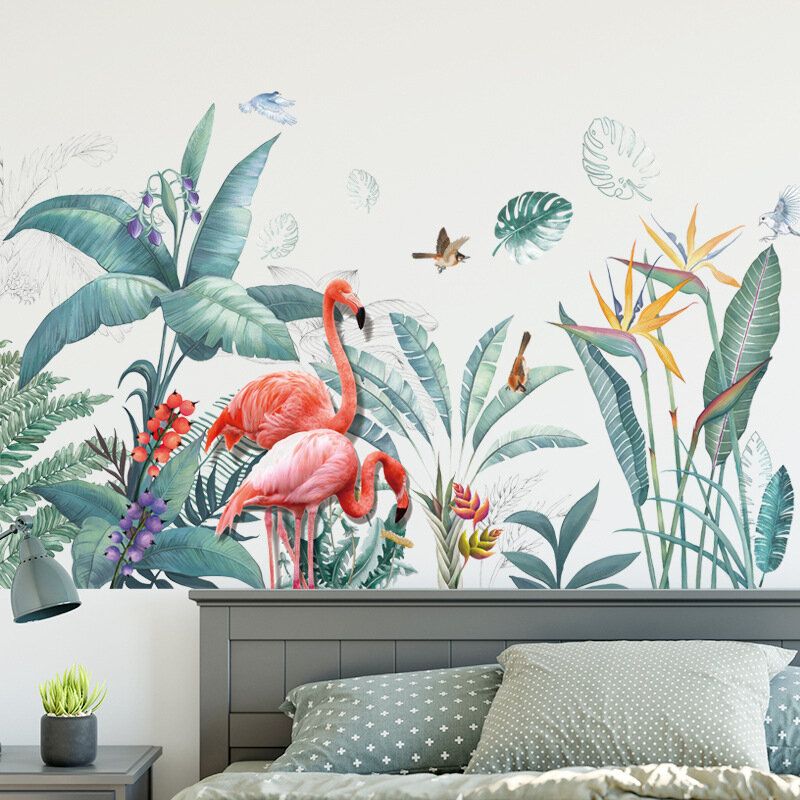 Plantas Tropicales Verdes Frescas Flores Estilo Nórdico Pegatinas De Pared Extraíbles Calcomanías Decoración Del Hogar Para Sala De Estar Dormitorio