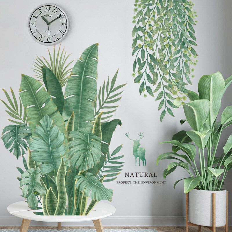 Plantas Verdes Hojas Diy Pegatinas De Pared Fondo Extraíble Para Dormitorio Cocina Decoraciones Para Habitaciones De Niños