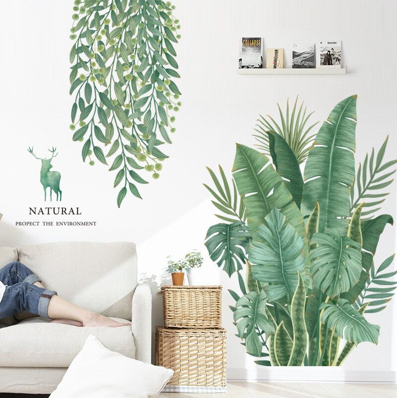 Plantas Verdes Hojas Diy Pegatinas De Pared Fondo Extraíble Para Dormitorio Cocina Decoraciones Para Habitaciones De Niños