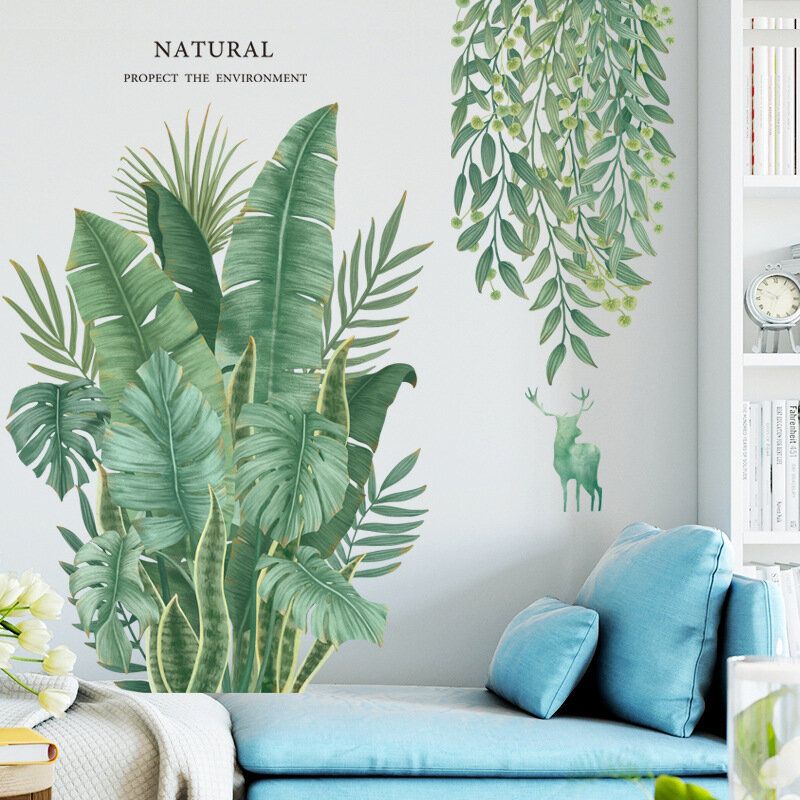 Plantas Verdes Hojas Diy Pegatinas De Pared Fondo Extraíble Para Dormitorio Cocina Decoraciones Para Habitaciones De Niños