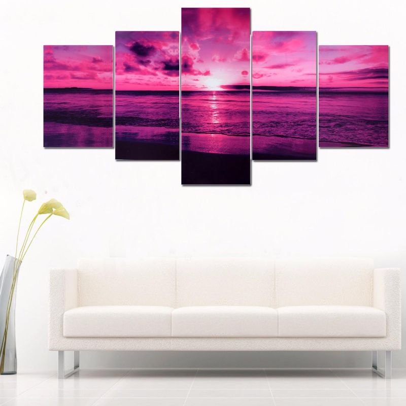 Purple Sea Sunset Modern Frameless Hd Canvas Print Home Art Wall Picture Poster Pinturas De Pared