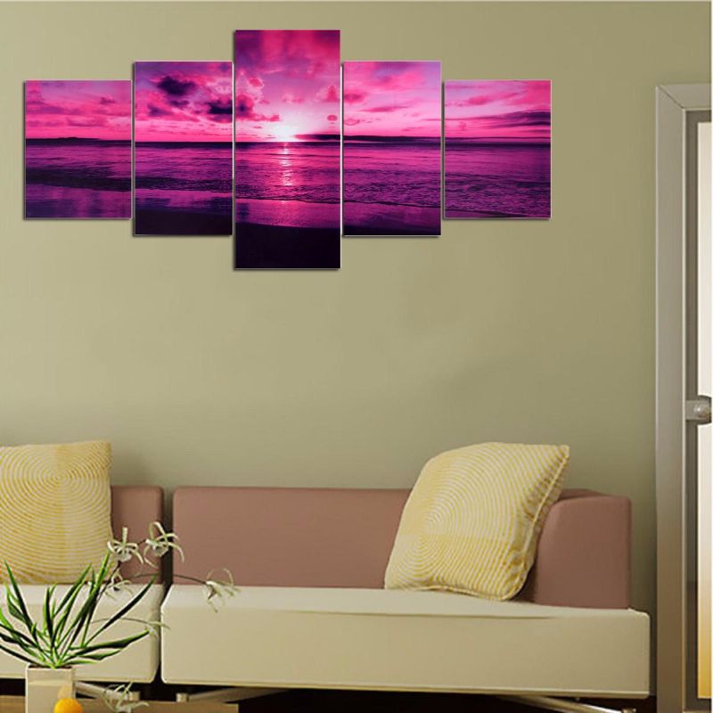 Purple Sea Sunset Modern Frameless Hd Canvas Print Home Art Wall Picture Poster Pinturas De Pared