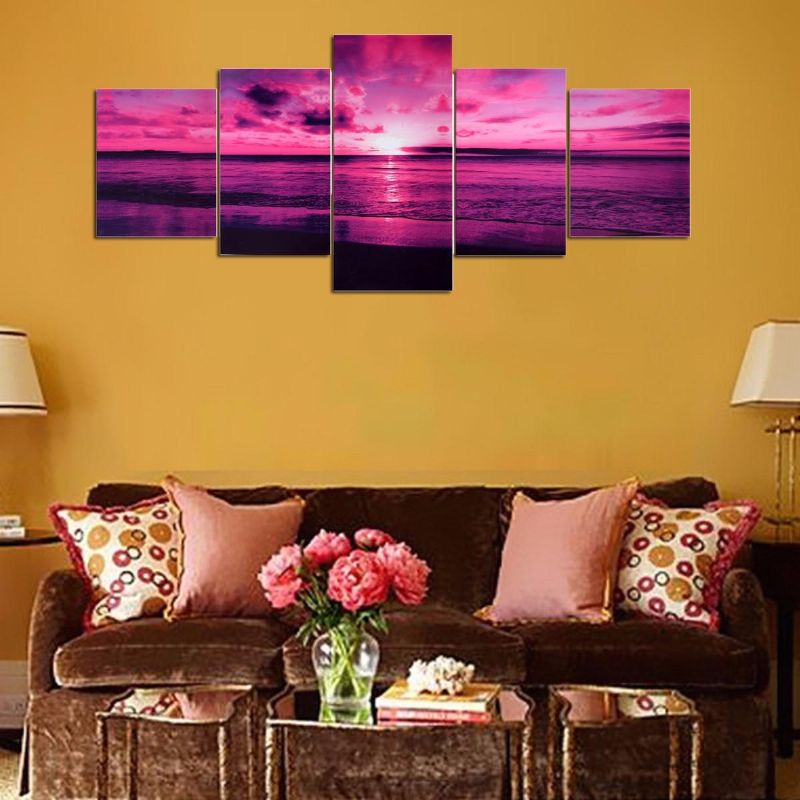 Purple Sea Sunset Modern Frameless Hd Canvas Print Home Art Wall Picture Poster Pinturas De Pared