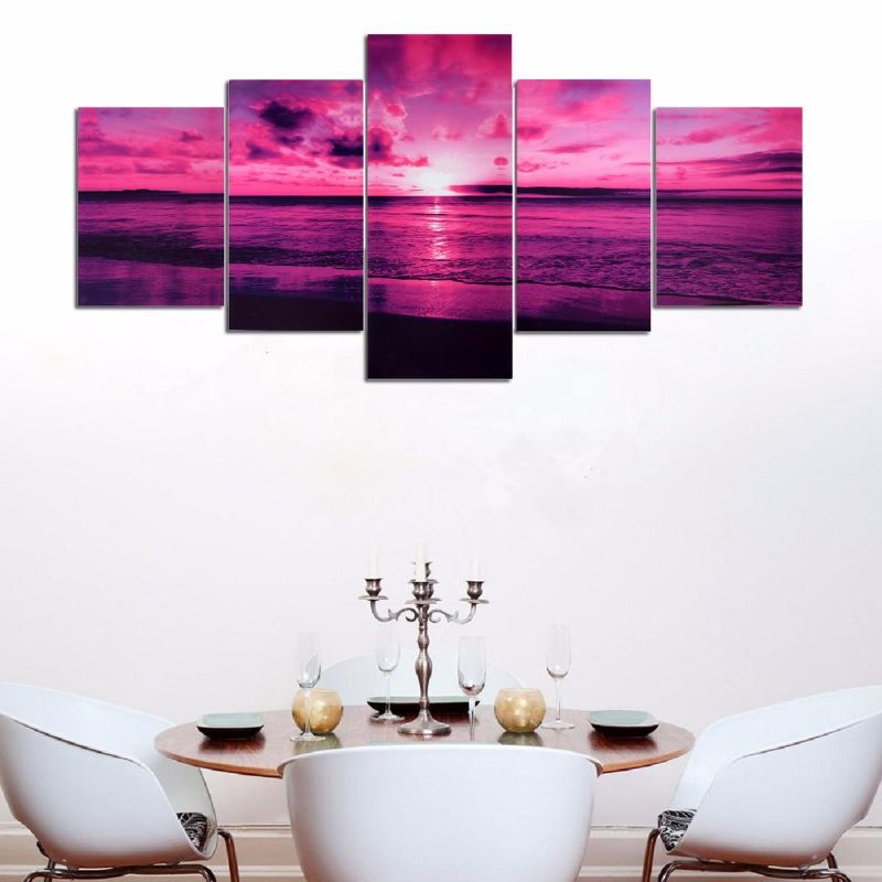 Purple Sea Sunset Modern Frameless Hd Canvas Print Home Art Wall Picture Poster Pinturas De Pared