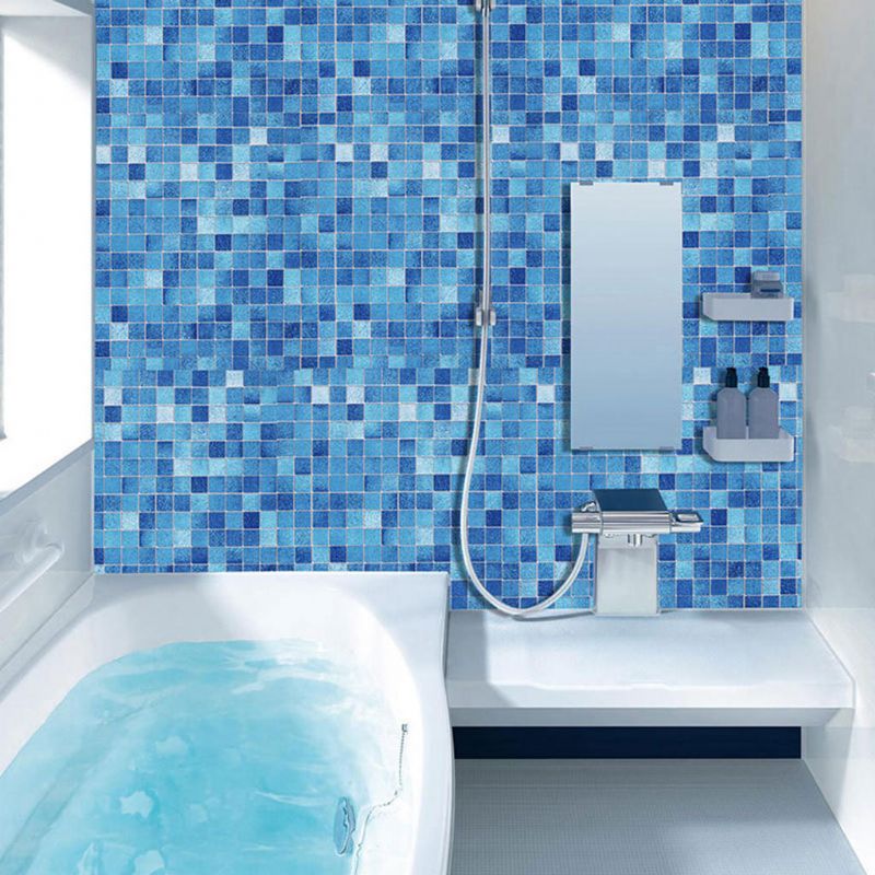 Rollo De Papel Tapiz Autoadhesivo De Estilo Moderno Azul Para Baño Pvc Película Impermeable Parche Adhesivo De Pared