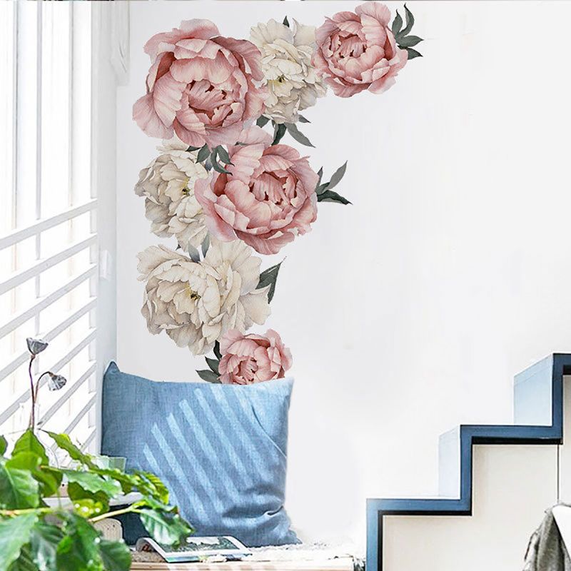 Romántico Peonía Flores Etiqueta De La Pared Arte Calcomanía Fondo Sala De Estar Decoración Del Hogar