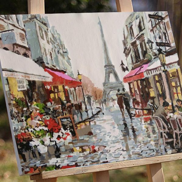 Ruopoty Paris Street Diy Pintura Por Números Pintado A Mano Lienzo Pintura Hogar Pared Arte Imagen Para Sala De Estar Regalo Único 40x50