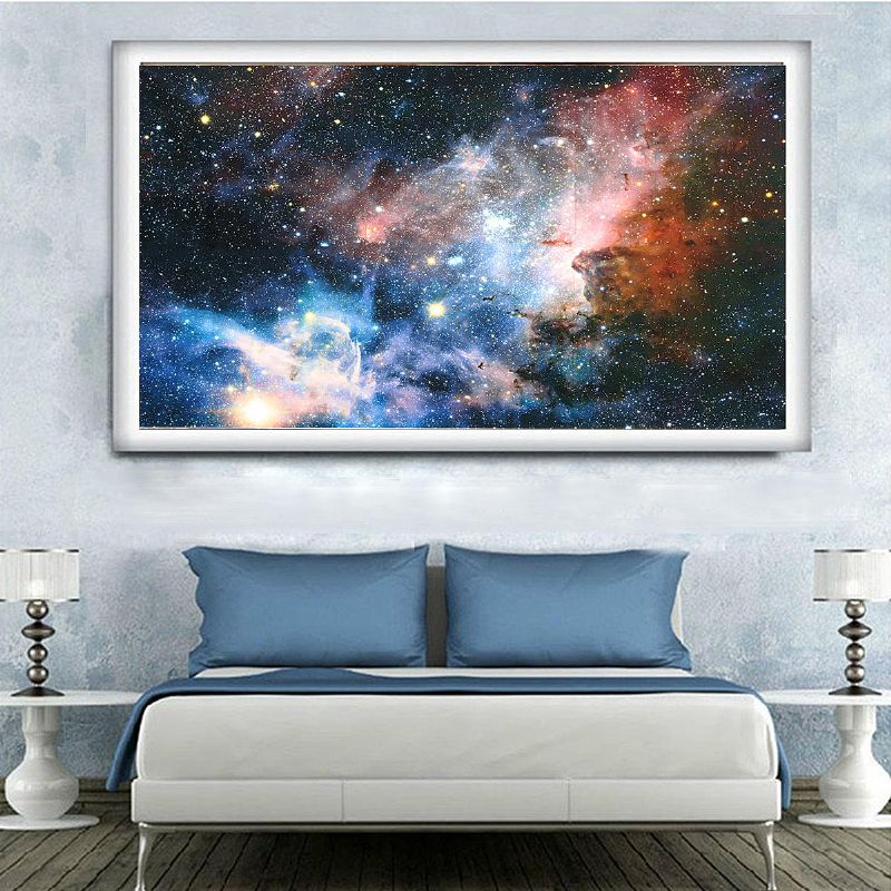 Sin Marco 43x24 Pulgadas Espacio Galaxia Universo Planeta Cartel Tela Seda Pinturas Pared Arte Decoración Del Hogar