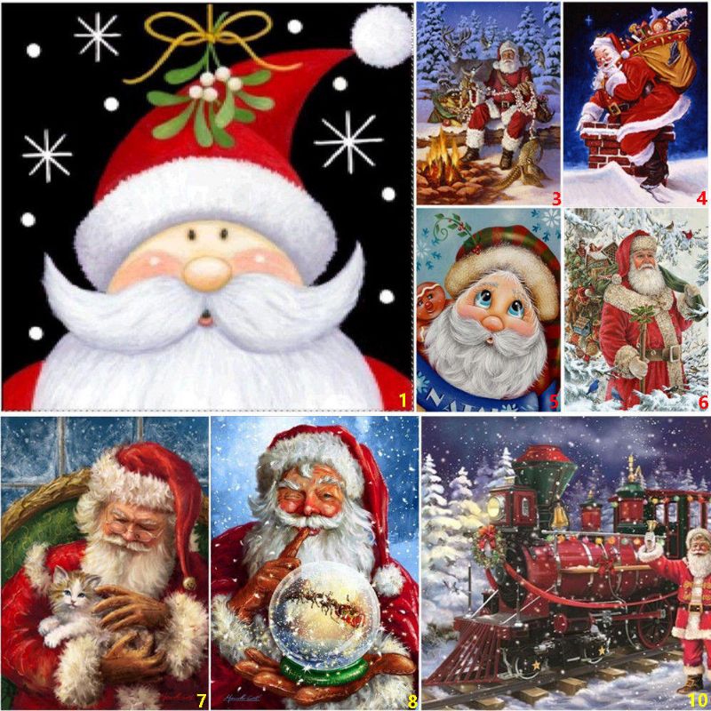 Taladro Completo Papá Noel Diy 5d Pinturas De Diamantes Kits De Punto De Cruz Decoraciones Para El Hogar