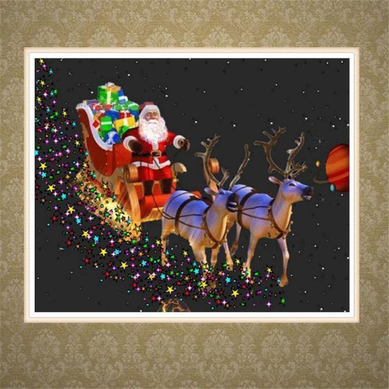 Taladro Completo Papá Noel Diy 5d Pinturas De Diamantes Kits De Punto De Cruz Decoraciones Para El Hogar