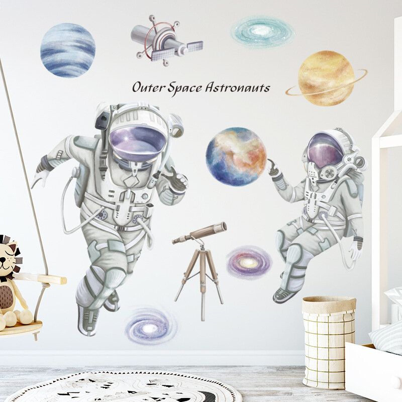 Tema Espacial Astronauta Etiqueta De La Pared Dormitorio Sala De Estar Decoración De La Pared Dormitorio Autoadhesivo 3d Decoración De La Habitación De Los Niños