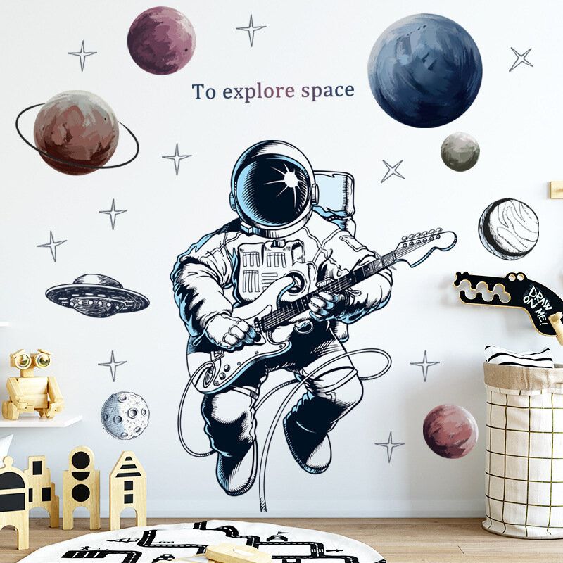 Tema Espacial Astronauta Etiqueta De La Pared Dormitorio Sala De Estar Decoración De La Pared Dormitorio Autoadhesivo 3d Decoración De La Habitación De Los Niños Decoración Del Hogar