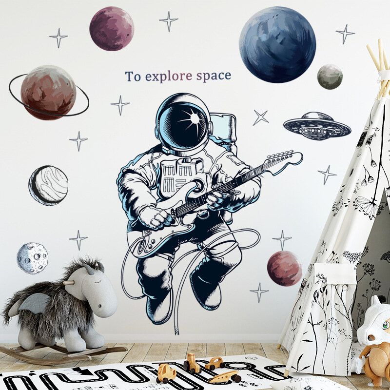 Tema Espacial Astronauta Etiqueta De La Pared Dormitorio Sala De Estar Decoración De La Pared Dormitorio Autoadhesivo 3d Decoración De La Habitación De Los Niños Decoración Del Hogar