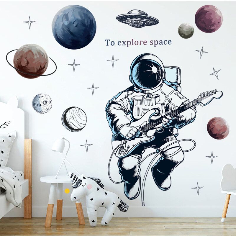 Tema Espacial Astronauta Etiqueta De La Pared Dormitorio Sala De Estar Decoración De La Pared Dormitorio Autoadhesivo 3d Decoración De La Habitación De Los Niños Decoración Del Hogar