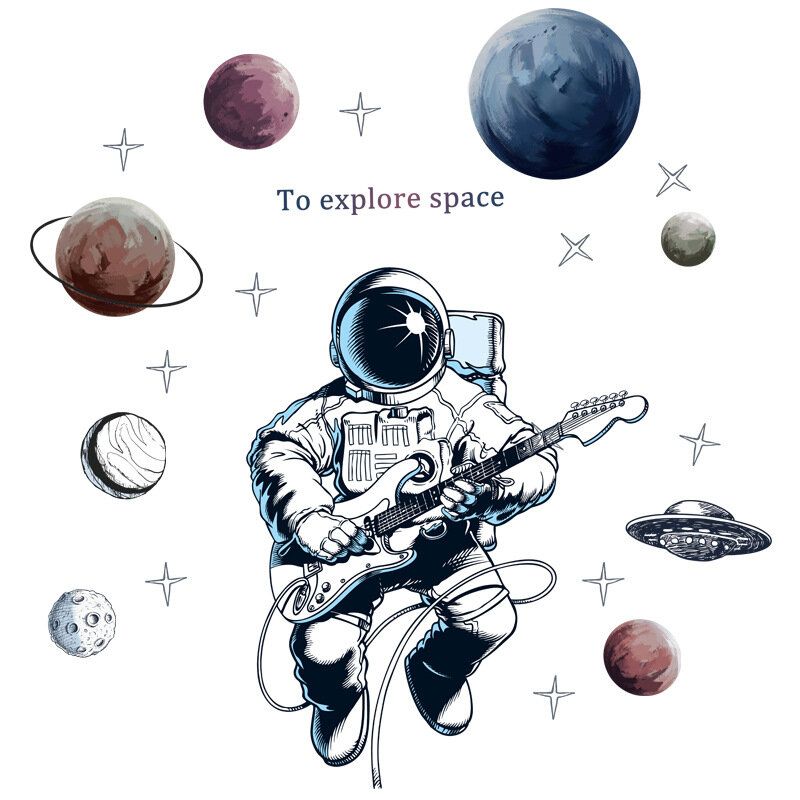 Tema Espacial Astronauta Etiqueta De La Pared Dormitorio Sala De Estar Decoración De La Pared Dormitorio Autoadhesivo 3d Decoración De La Habitación De Los Niños Decoración Del Hogar