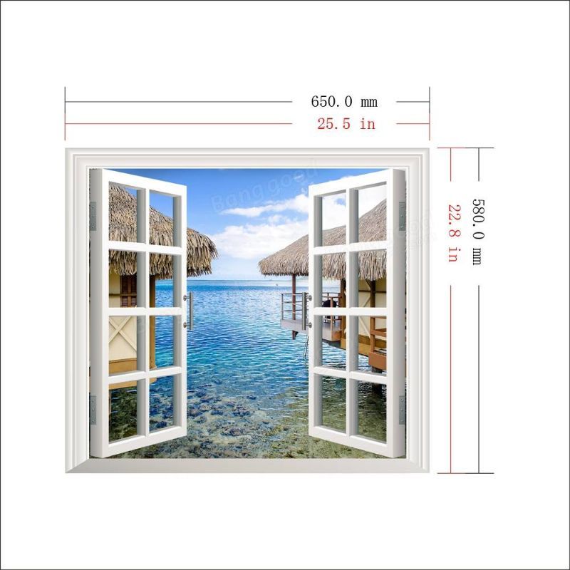 Vista De Ventana Artificial 3d Calcomanías De Pared 3d Pegatinas De Habitación Con Vista Al Mar Decoración De Pared Para El Hogar Regalo