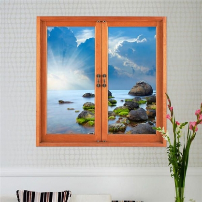 Vista De Ventana Artificial 3d Calcomanías De Pared 3d Pegatinas De Paisaje Marino Extraíbles Decoración De Pared Para El Hogar Regalo